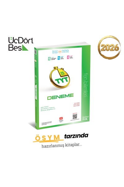 Üç Dört Beş Yayıncılık Üçdörtbeş TYT Fen Bilimleri Deneme Güncel Baskı