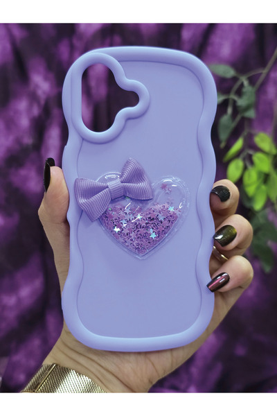 Magic Ring حافظة هاتف آيفون 17 متوافقة مع تصميم القلب والشريط اللامع بلون أرج...