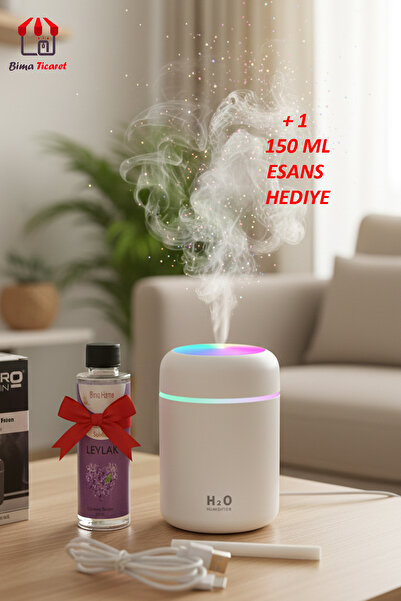 Bima Ticaret RENKLİ LED IŞIKLI HAVA NEMLENDİRİCİ + 150 ML HEDİYE ESANS!