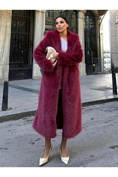 maymagaza Lupsi Kapşonlu İthal Kürk Bordo