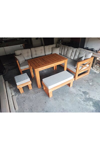 ömür konsept ahşap Bahçe balkon köşe takımı 200*220 ölçülerinde