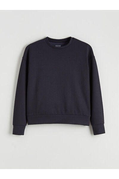 LC Waikiki Anthracite Crew Neck Oversized Women's Sweatshirt