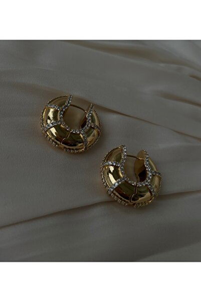 Dore Taşlı Gold Küpe