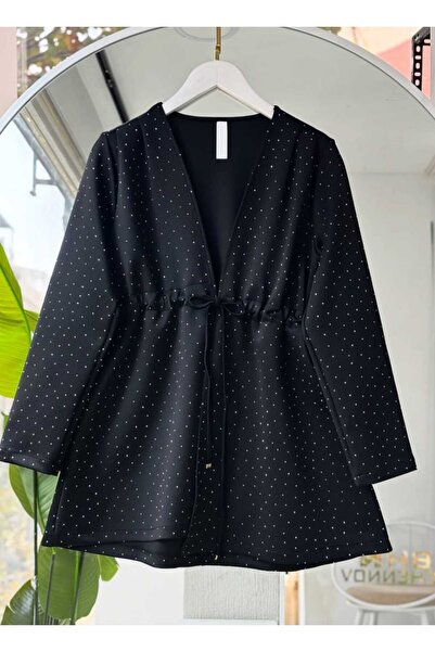 MELEK ARAZ Kadın Premium Scuba Taş İşlemeli Ceket