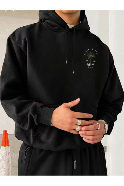 LAYORA Palmier tropical casual pentru bărbați cu imprimeu cu glugă Swea tricou