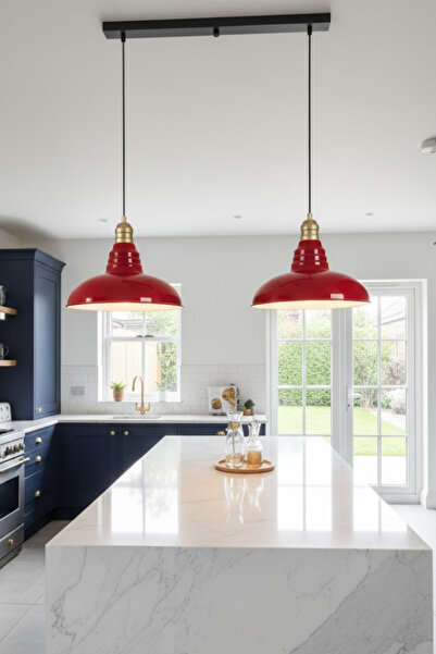 Luzarana Sidney Sıralı 2 Li Metal Govde Bordo Renkli Avize Sarkıt Salon Mutfa...