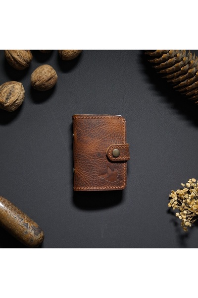 MAT Deri Genuine Leather Transparent Card Holder 10 Compartment Business Card Holder