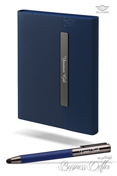 MELL & SWIPE Kişiye Özel Kalem Toucpen Not Defteri Ajanda 224 Sayfa Ivory Kağ...