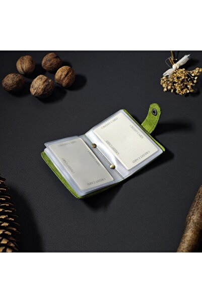 MAT Deri Genuine Leather Transparent Card Holder 10 Compartment Business Card Holder