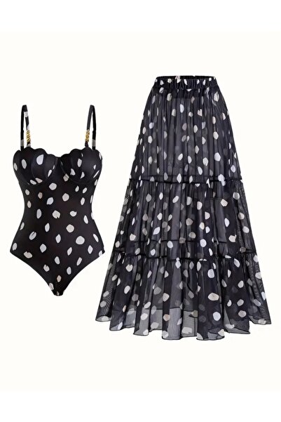 G&H UNDERWEAR Babybaby Swimsuit Pareo Set White Pink Polka Dot