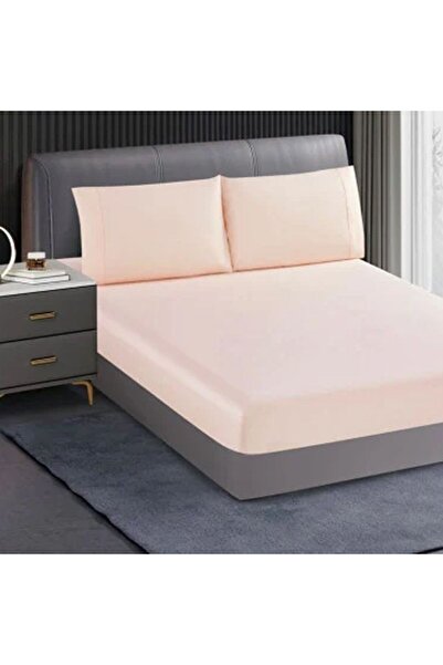 Reiashn طقم شرشف مطاط 3 قطع لون وردي فاتح قطن 100% مفرد ونصف