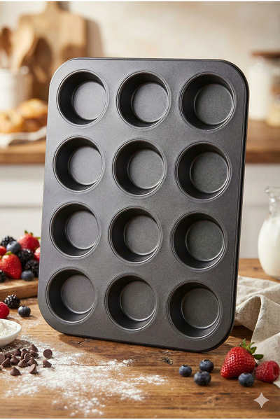 BEYZANA 12-Compartment Regular Non-Stick Muffin Cake Mold