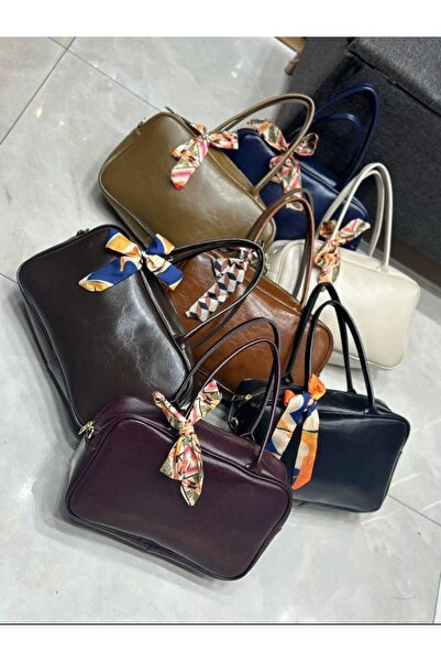 ÖZÜM TAKI Women's Scarf Detail Rectangular Bag Brown