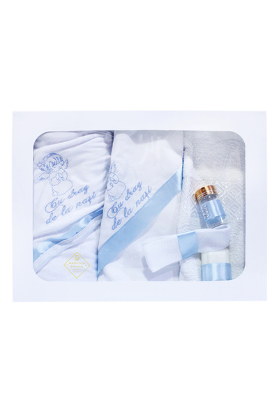 Gardinea Domain Trusou ingeras botez Gardinea Domain® 6 piese, in cutie, bumbac 100%, albastru dechis