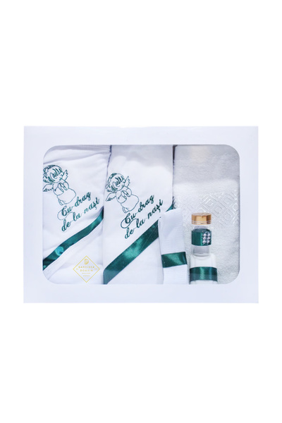 Gardinea Domain Trusou ingeras botez Gardinea Domain® 6 piese, in cutie, bumbac 100%, verde