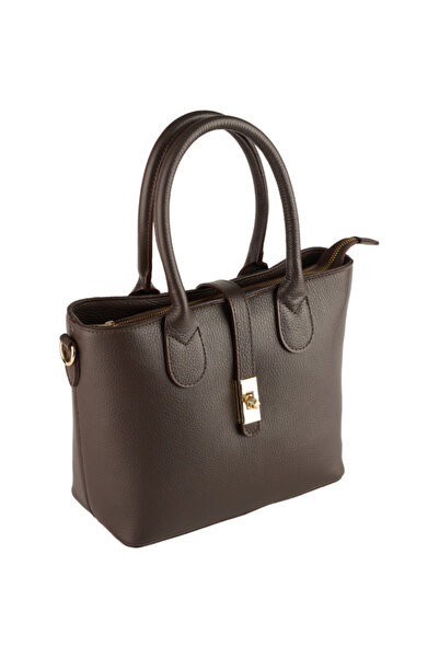 AZZURA Ava 100% Leather Bag, Model 8247 — Chocolate Brown