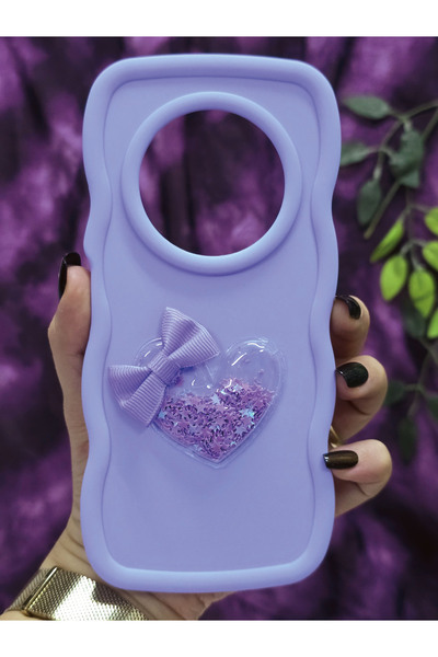 Magic Ring جراب هاتف شاومي ريدمي 14C متوافق مع نجمة القلب والشريط اللامع باللون الأرجواني الفاتح