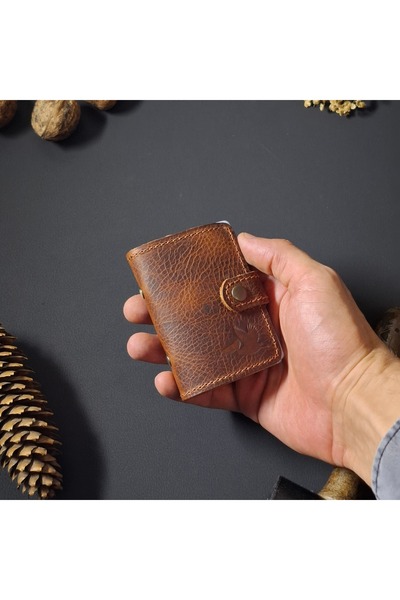 MAT Deri Genuine Leather Transparent Card Holder 10 Compartment Business Card Holder