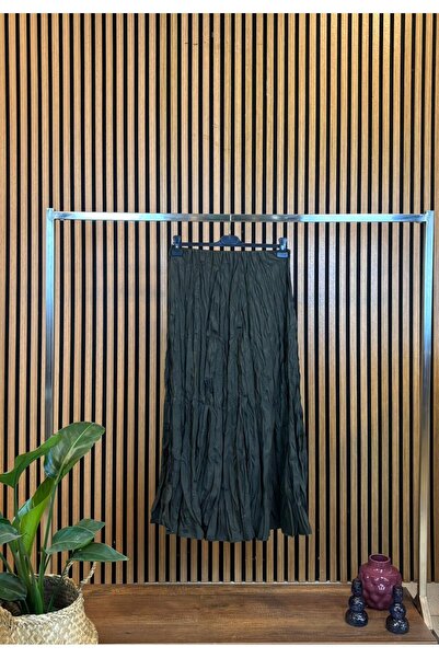 JESSE STORY Жіноча хакі кольорова спідниця з гофретованою тканиною Максі спідниця з парашутної тканини