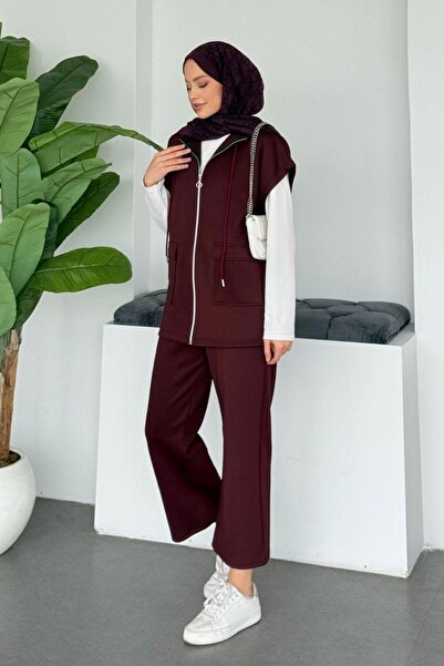 Şulemoda Giyim طقم مارس سكوبا طقم فيست باللون الأحمر الداكن