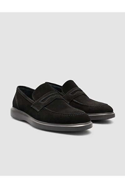 Cabani Suede Genuine Leather Black Men's Loafer