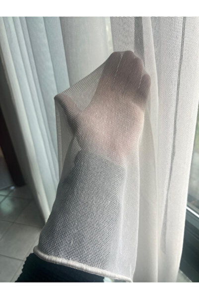 PERDEYERİ Винтидж ленен натурален 1/3 плътен тюл завеса без гънки, не се глади