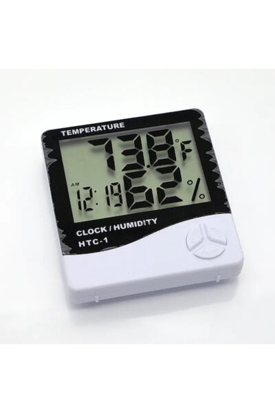 Zherqon Digital Indoor Thermometer & Hygrometer - Clock, Alarm, Min/Max, Slim, White