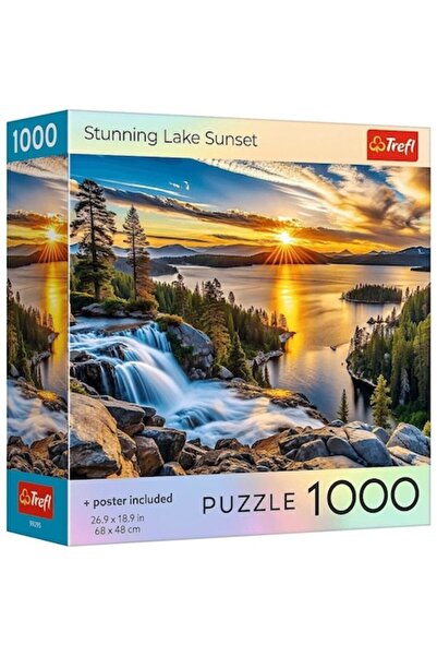Trefl Puzzle de 1000 de piese – Apus de soare uimitor la lac (cu poster)