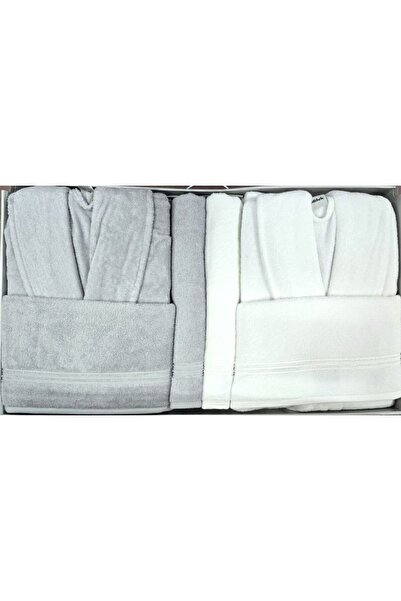 Özdilek Allure Халат Семейна Комплект Сиво-Бял