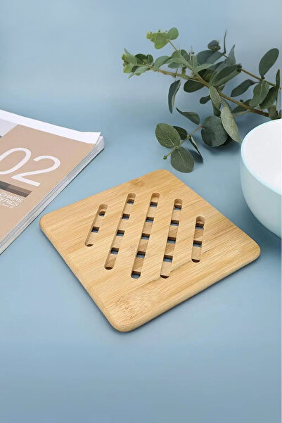 Home Bamboo Square Trivet – Heat Resistant Wooden Pot and Pan Coaster