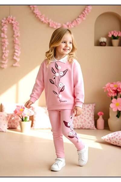 Bloom Bbk0612 Ponponlu Pembe Taytlı Kız Çocuk Takım