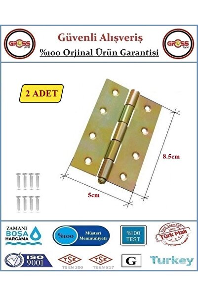 GrossAVM Yaprak Menteşe - No: 3.5 - Metal - 5x8.5cm - 2 Adet