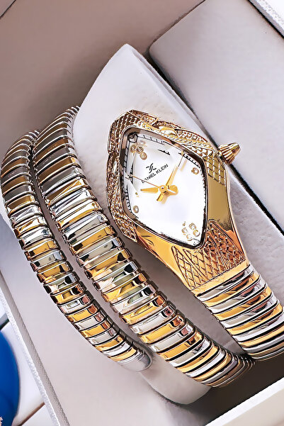 Daniel Klein Snake Watch Model - Women's Wristwatch, Waterproof Gold Silver Steel Band - Bracelet Gift Dkby2053C4