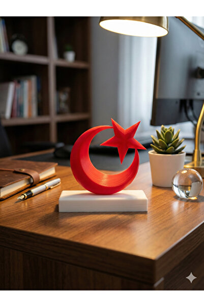 ETK-3D etkrtl-Masaüstü Ay Yıldız Dekor Ürünü 13x12 cm