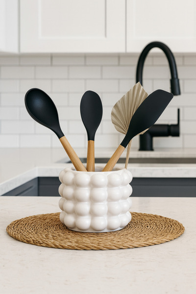 Zigzag Home Vază decorativă pentru linguri, în stil boem, vază cu bule, suport pentru linguri, obiecte de colecție, cadouri