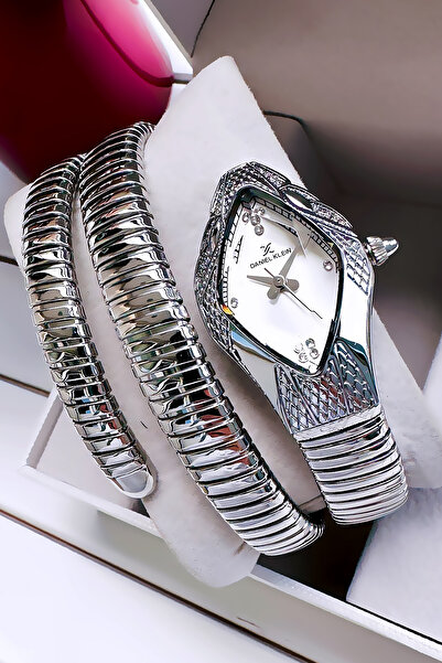 Daniel Klein Snake Watch Model - Women's Wristwatch, Waterproof Silver Color Steel Band - Bracelet Gift Dkby2053C5