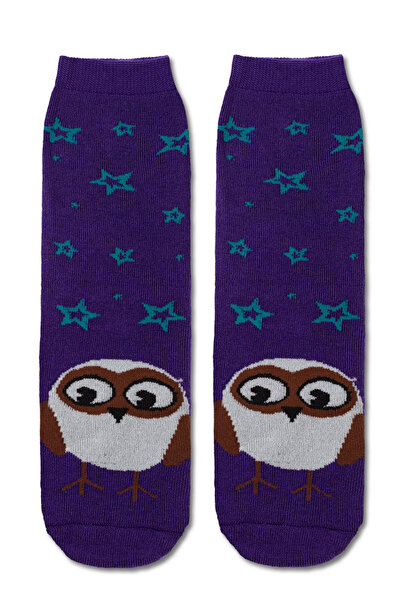 Conte Elegant Women's fleece socks with owl pattern, Esli Home Line 010 - Pur...