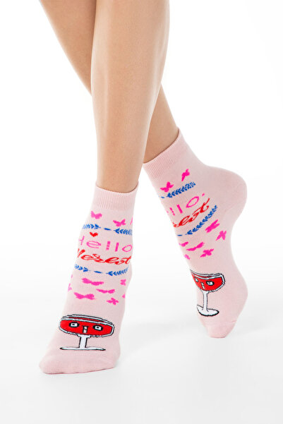 Conte Elegant Women's patterned fleece socks, Esli Home Line 337 - Light Pink...