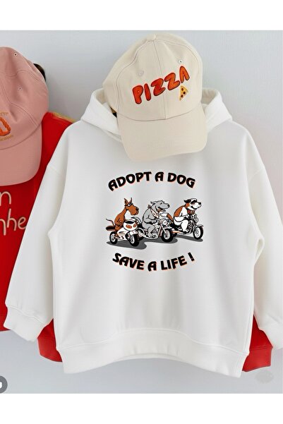 LORVEX قصة فضفاضة سويت شيرت للأطفال للجنسين – Adopt A Dog Front مطبوع