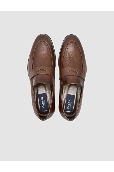 Cabani 100% Real Leather Brown Striped Men's Loafer Shoes
