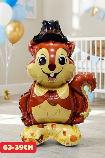 Baloncu Nene Ayaklı Sincap Folyo Balon Doğum Günü Folyo Balon Karekter Folyo ...