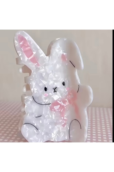 OzzTakı Agrafă de păr de înaltă calitate, din os de iepure alb