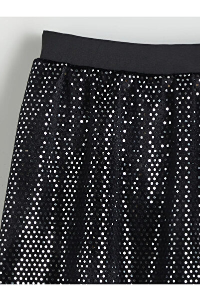 LC Waikiki LCW Kids Siyah Beli Lastikli Işıltılı Kız Çocuk Etek