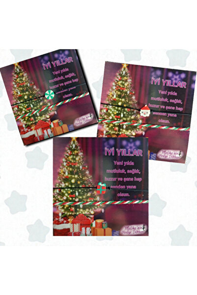 MELİKE'NİN HEDİYE DÜKKANI 3 lü İp yılbaşı bilekliği yılbaşı fimo boncuk