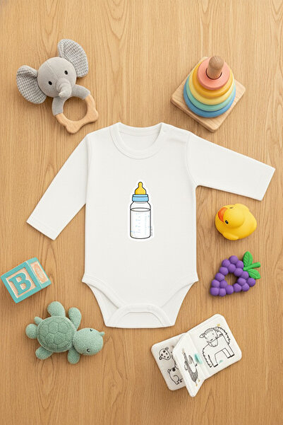 LORVEX Unisex Bodysuit (Snap Fasteners) Baby Cute Bodysuit with Biberon Print