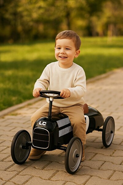 TOYFEST Metal Gövdeli Siyah Vintage Klasik Araba Çocuk Sürüş Oyuncağı Pedalsı...