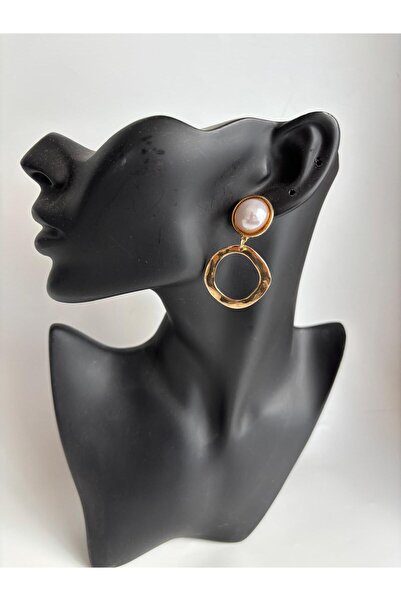 BHR AKSESUAR Gold Pearl Dangle Earrings