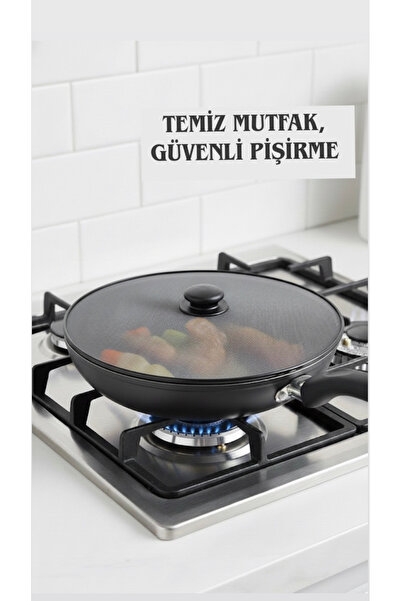 TD HOME "Pratik Üstten Tutmalı YağSıçratmaz Tel Süzgeç | 29 cm Kızartma Koruy...