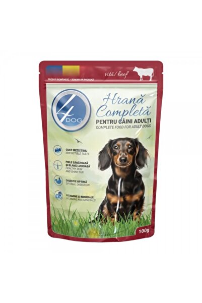 4dog wet dog food with beef in sauce, set 24 x 100g