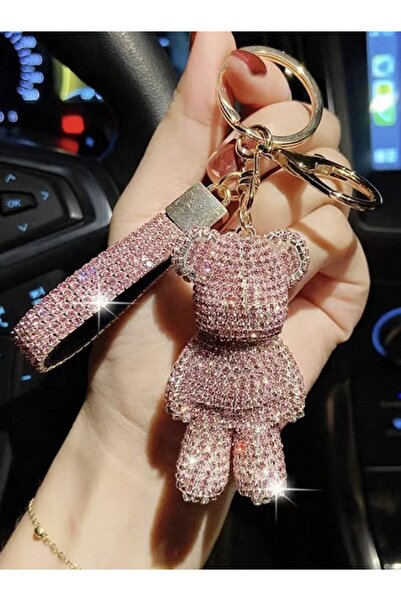 VEYA Luxury crystal-encrusted bear keychain – a unique accessory for bags and cars